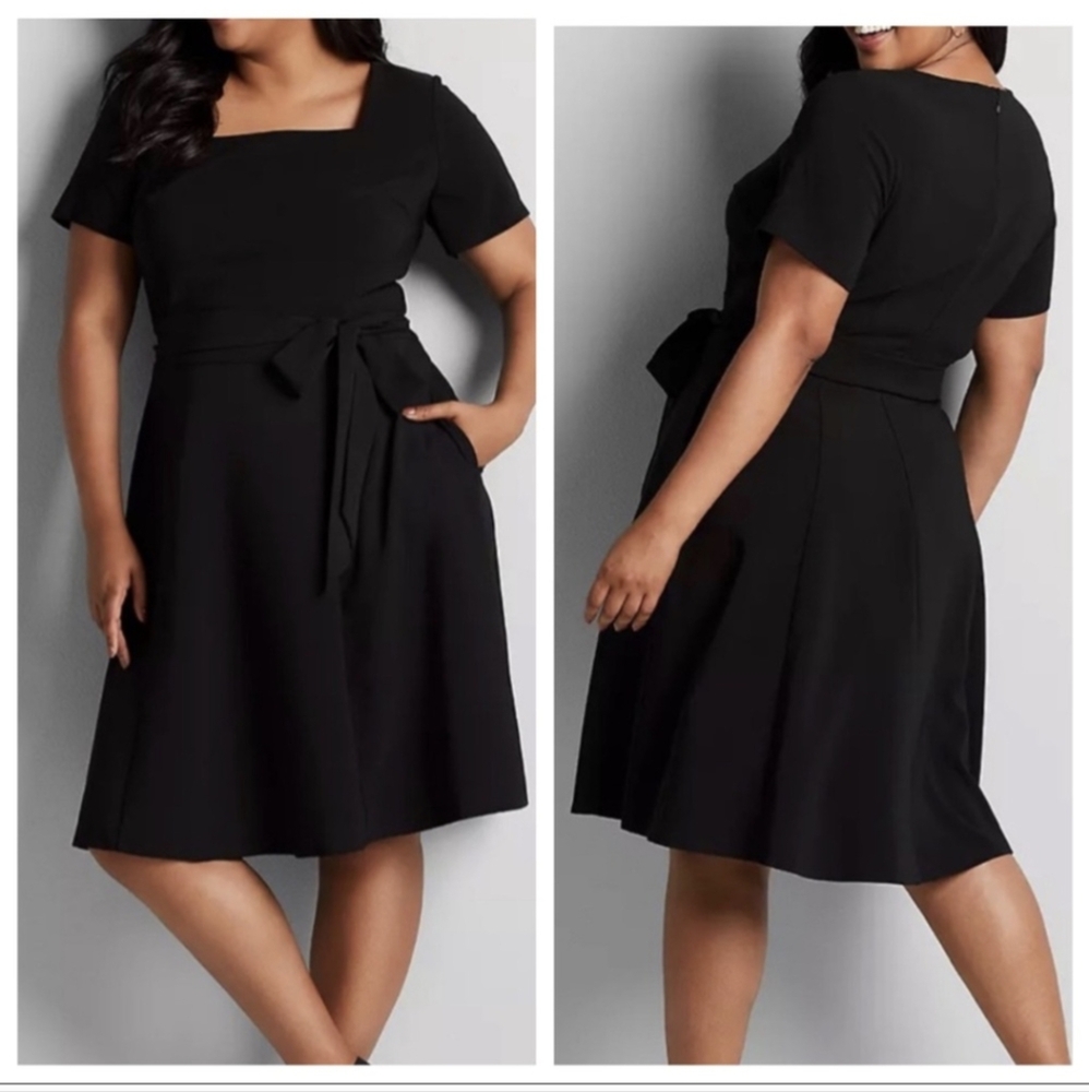 Lane Bryant Elegant Black Tie Waist Dress 20 2X Plus NWT
